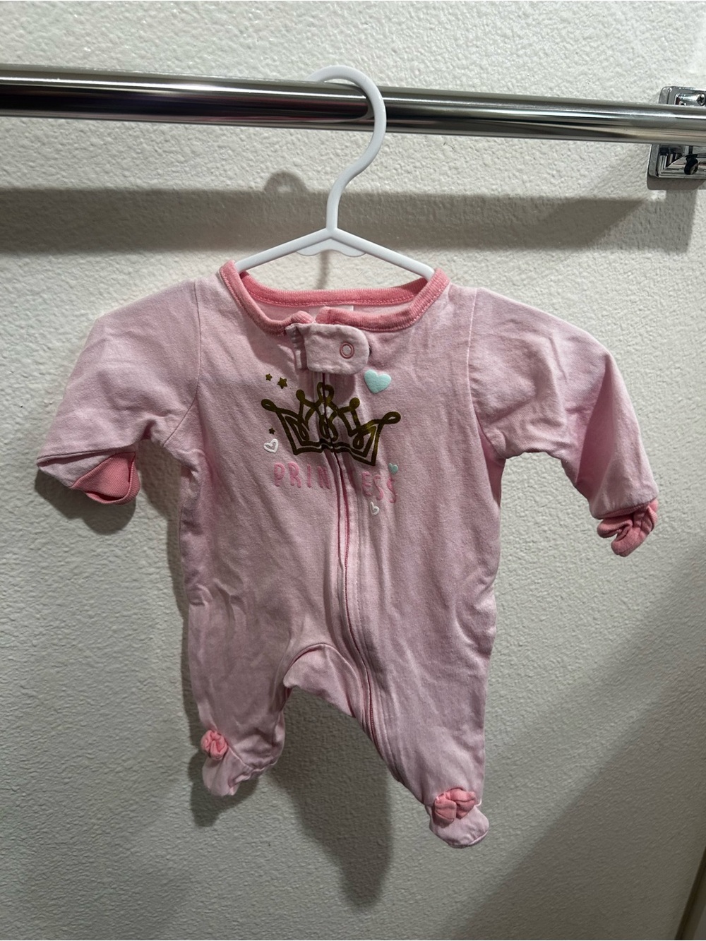 Gerber Pink Footed Sleep 'n Play with Gold Crown